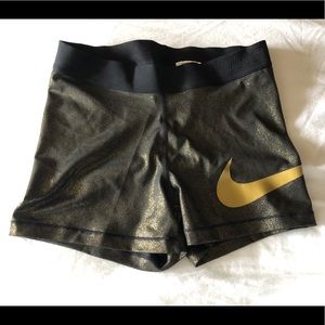 Nike Gold Glitter Nike Pro Spandex Shorts
